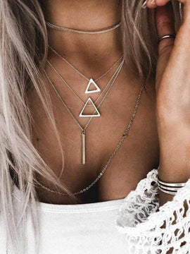 Double Triangle Multilayer Necklace